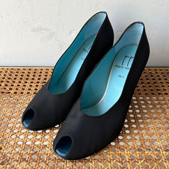 Thierry Rabotin Shoes - Thierry Rabotin Court Shoes Tips Open Textile Black And Leather Blue 38.5